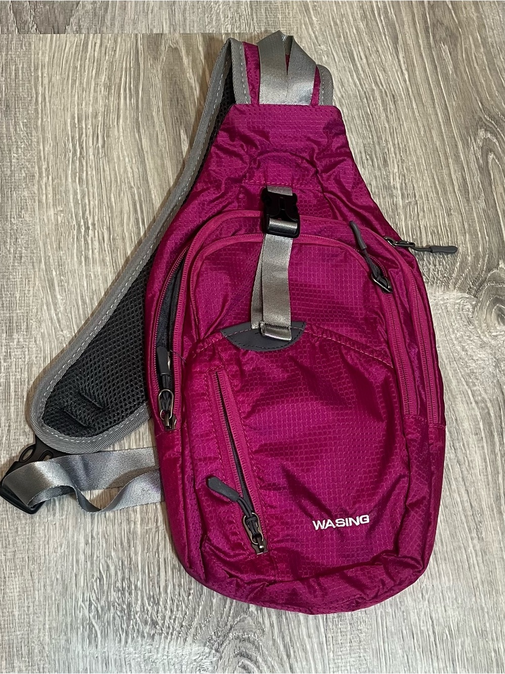 Wasing Pink and Grey One Shoulder Travel Hiking Backpack Bag Purse Multi Pocket